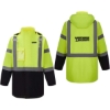 Promotional ANSI Class 3 Water Resistant Safety Jacket With Detachable Hood Neon Green/Black MACPSJ