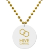 Promotional Medallion Bead Necklace w/White Medallion Gold/White MEDWTB