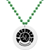Promotional Medallion Bead Necklace w/White Medallion Green/White MEDWTB
