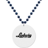 Promotional Medallion Bead Necklace w/White Medallion Navy Blue/White MEDWTB