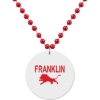 Promotional Medallion Bead Necklace w/White Medallion Red/White MEDWTB