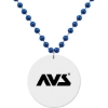 Promotional Medallion Bead Necklace w/White Medallion Royal Blue/White MEDWTB