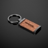 Custom Grafton Gunmetal & Wood Rectangular Key Chain with Logo A4093