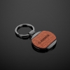 Custom Newcastle Gunmetal & Wood Round Key Chain with Logo A4094