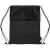 Promotional rPET Heather Draw String Bag with Front Zipper Pocket Black B535