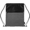 Promotional rPET Heather Draw String Bag with Front Zipper Pocket Gray/Black B535