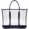 Promotional Luxe Button-Top Tote with PU Leather Trim Navy Blue B772