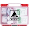 Promotional 86pc OSHA Compliant First Aid Kit in Clear Hard Case Red H694