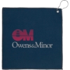 Promotional 12x12 Recycled Golf Towel with Carabiner Navy Blue H812