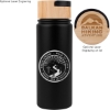 Promotional 20 oz. Vacuum-Sealed Stainless Water Bottle with Bamboo Lid Black/Brown S115