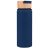 Promotional 20 oz. Vacuum-Sealed Stainless Water Bottle with Bamboo Lid Navy Blue/Brown S115
