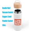 Promotional 20 oz. Vacuum-Sealed Stainless Water Bottle with Bamboo Lid White/Brown S115