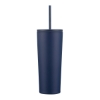 Promotional 24oz. Double Wall SS / PP Mug with Straw Navy Blue S302-LD
