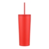 Promotional 24oz. Double Wall SS / PP Mug with Straw Red S302-LD