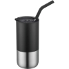 Promotional 16oz. Double Wall SS / PP Tumbler w/Silicone Sip Steel Straw Black S305-LD
