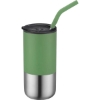 Promotional 16oz. Double Wall SS / PP Tumbler w/Silicone Sip Steel Straw Green S305-LD