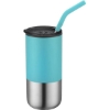 Promotional 16oz. Double Wall SS / PP Tumbler w/Silicone Sip Steel Straw Light Blue S305-LD
