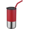 Promotional 16oz. Double Wall SS / PP Tumbler w/Silicone Sip Steel Straw Red S305-LD