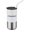 Promotional 16oz. Double Wall SS / PP Tumbler w/Silicone Sip Steel Straw White S305-LD