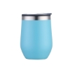 Promotional 12oz. Double Wall SS / PP Wine Mug with Clear Lid Light Blue S306-LD