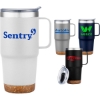 Custom 24oz. SS Travel Mug with Cork Base and Handle with Logo S324-LD