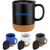 Custom 12oz. Cork Bottom Ceramic Mug with Plastic Lid with Logo S353-LD