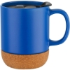 Promotional 12oz. Cork Bottom Ceramic Mug with Plastic Lid Blue S353-LD