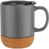 Promotional 12oz. Cork Bottom Ceramic Mug with Plastic Lid Gray S353-LD