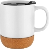 Promotional 12oz. Cork Bottom Ceramic Mug with Plastic Lid White S353-LD