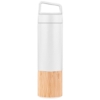 Promotional 20oz. Bamboo-Wrapped Insulated Water Bottle with Handle & Po White S842