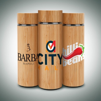 Custom 16oz. Vacuum-Sealed Eco Bamboo Bottle with Logo S844