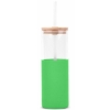 Promotional 18oz. Glass Tumbler with Bamboo Lid, Straw & Silicone Sleeve Lime S900