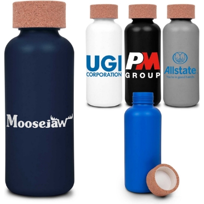 Custom Sustainable Sugar Cane & Cork Water Bottle - 22 oz. with Logo S917