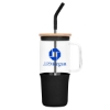 Promotional 32oz. Glass Tumbler with Handle and Straw Black S918