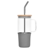 Promotional 32oz. Glass Tumbler with Handle and Straw Gray S918