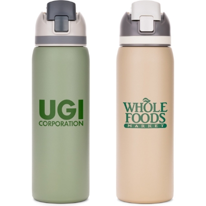 Custom Three-Toned 27oz. Stainless Steel Straw Bottle with Logo S939