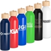 Custom Meriden Sustainable Aluminum Bottle with Bamboo Lid &Cotton with Logo S940