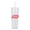 Promotional Natick 27oz Double Wall SS Mug with Straw White S956