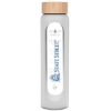 Promotional Bronte Glass Water Bottle 36 oz White/Bamboo Brown S991