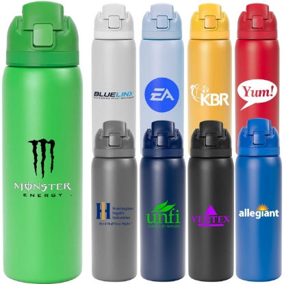 Custom Solid 27oz. Stainless Steel Pop Straw Bottle with Logo S999