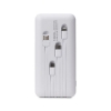 Promotional 10,000mAh Power Bank with Built-In Charge Cables White T824