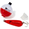Promotional Small Spoon Fishing Lure and Bobber in Clear Tube Red/White JK-9510