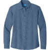 Custom Port & Co Womens Long Sleeve Value Denim Shirt. Faded Blue