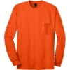 Custom Gildan - Ultra Cotton 100% US Cotton Long Sleeve T-Shirt with Pocket. Safety Orange