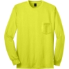 Custom Gildan - Ultra Cotton 100% US Cotton Long Sleeve T-Shirt with Pocket. Safety Green