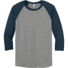 Custom Jerzees Unisex Premium Blend Combed Ring Spun 3/4-Sleeve Raglan Oxford Gray/Indigo Heather Blue