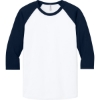 Custom Jerzees Unisex Premium Blend Combed Ring Spun 3/4-Sleeve Raglan White/J. Navy Blue