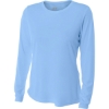 Custom A4 Womens Cooling Performance Long Sleeve Tee Light Blue