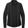 Custom Brooks Brothers Womens Full-Button Satin Blouse Deep Black