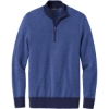 Custom Brooks Brothers Washable Merino Birdseye 1/4-Zip Sweater Navy Blue/Compass Blue